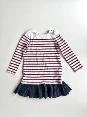 Girls' POLO RALPH LAUREN Nautical Striped Cotton Jersey Shift Dress, Size 5